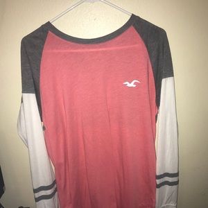 pink & grey hollister long sleeve